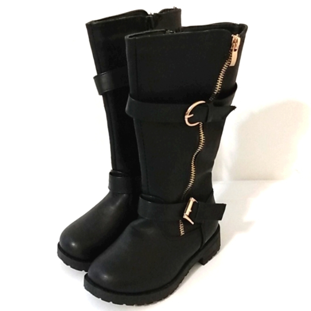 LAUNDRY GIRL BLACK CALF-HIGH ZIPPERED MOTO COMBAT BOOTS SIZE 9 NWT